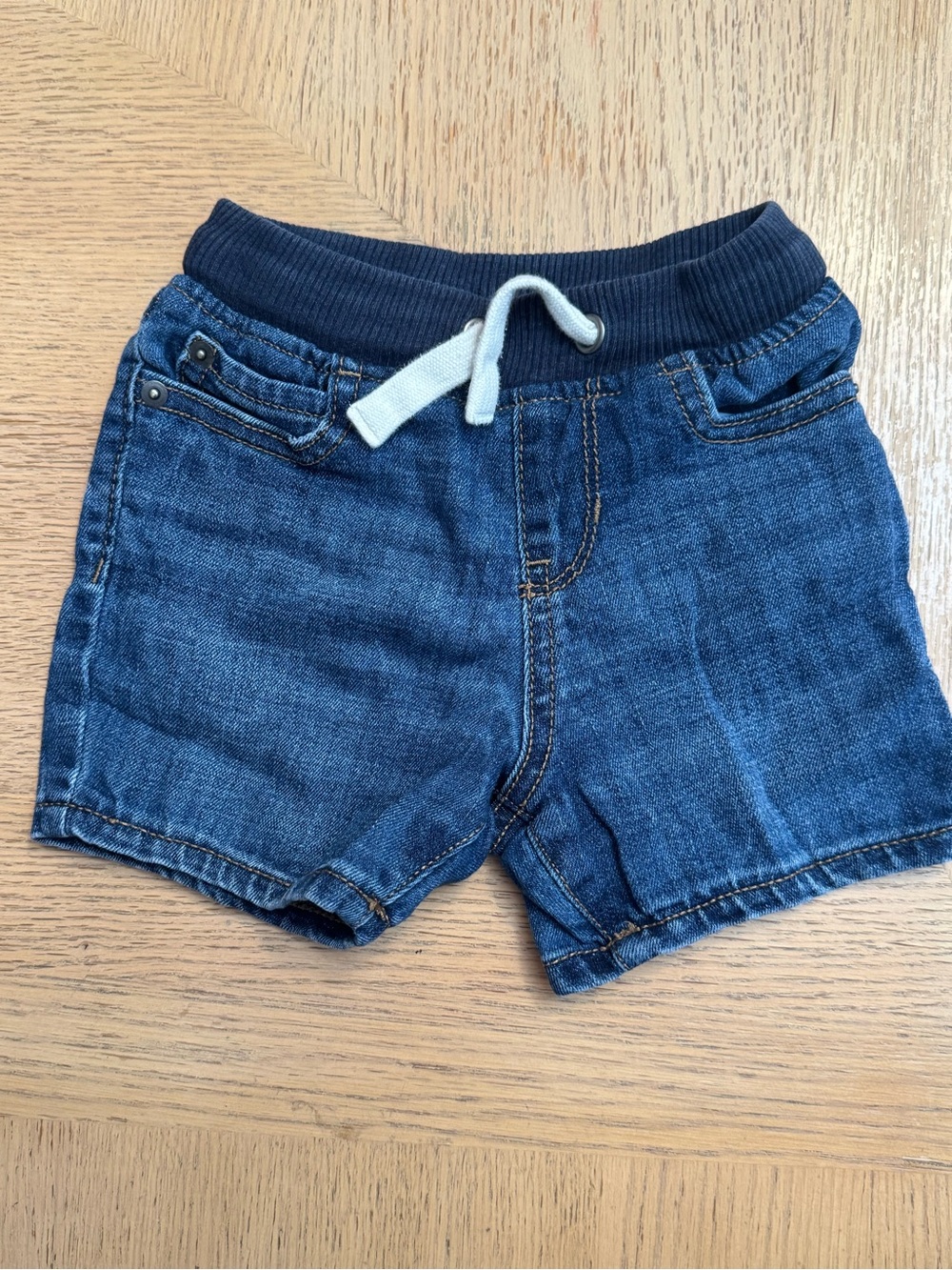 Toddler Denim Pull-On Shorts in Dark Blue